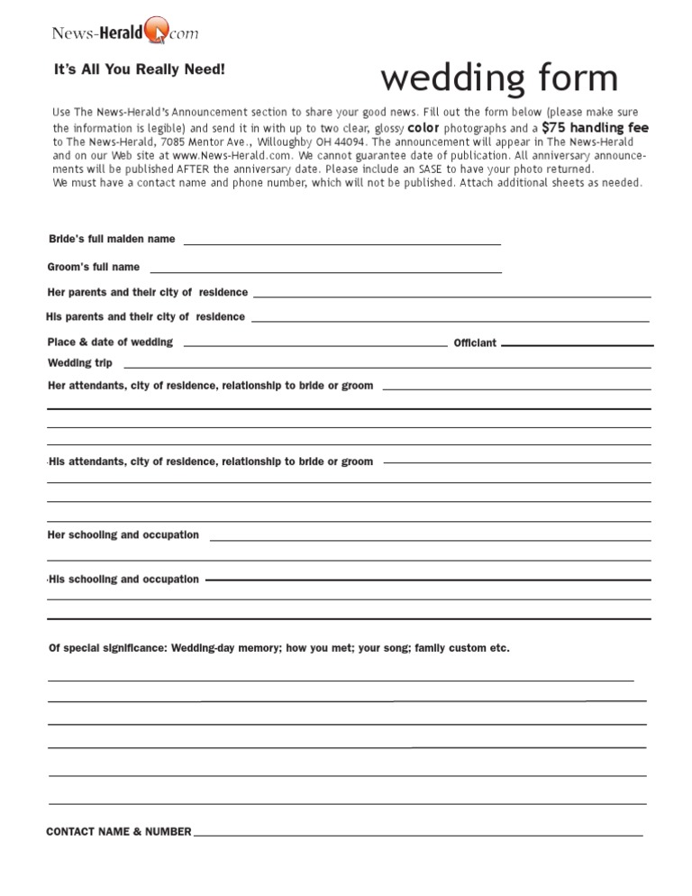 Wedding Form: It's All You Really Need! | PDF | Social Science