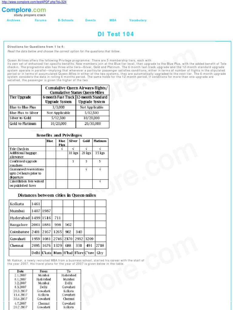 DI Test 104: Directions For Questions From 1 To 4 | PDF | Business