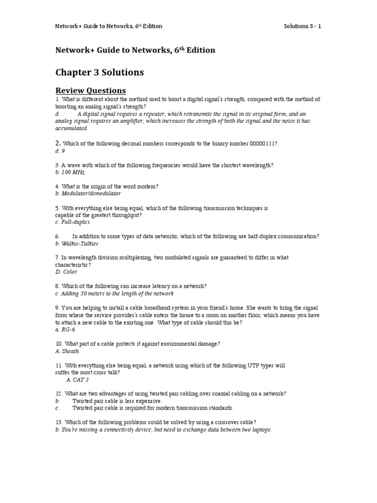 Chapter 3 Review Solutions | PDF | Computer Network | Optical Fiber