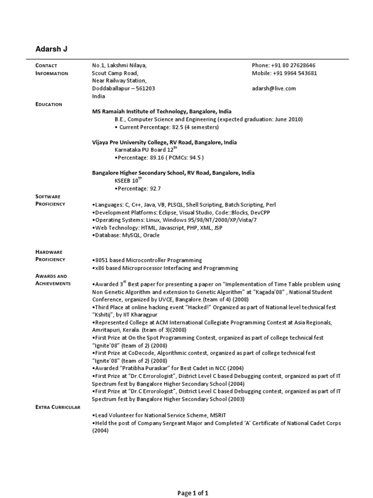 Java developer resume template image