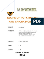 Recipe of Potato'S Pie and Chicha Morada: Chota - Peru