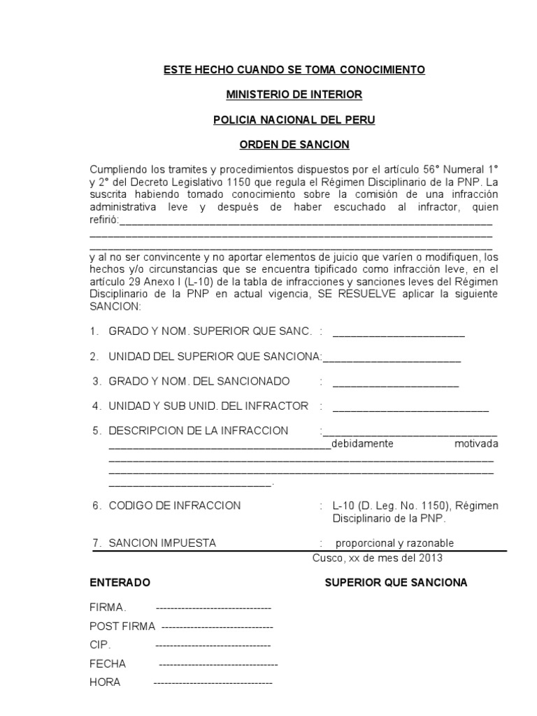 Acta Administrativa De Hechos Formato - New Sample t