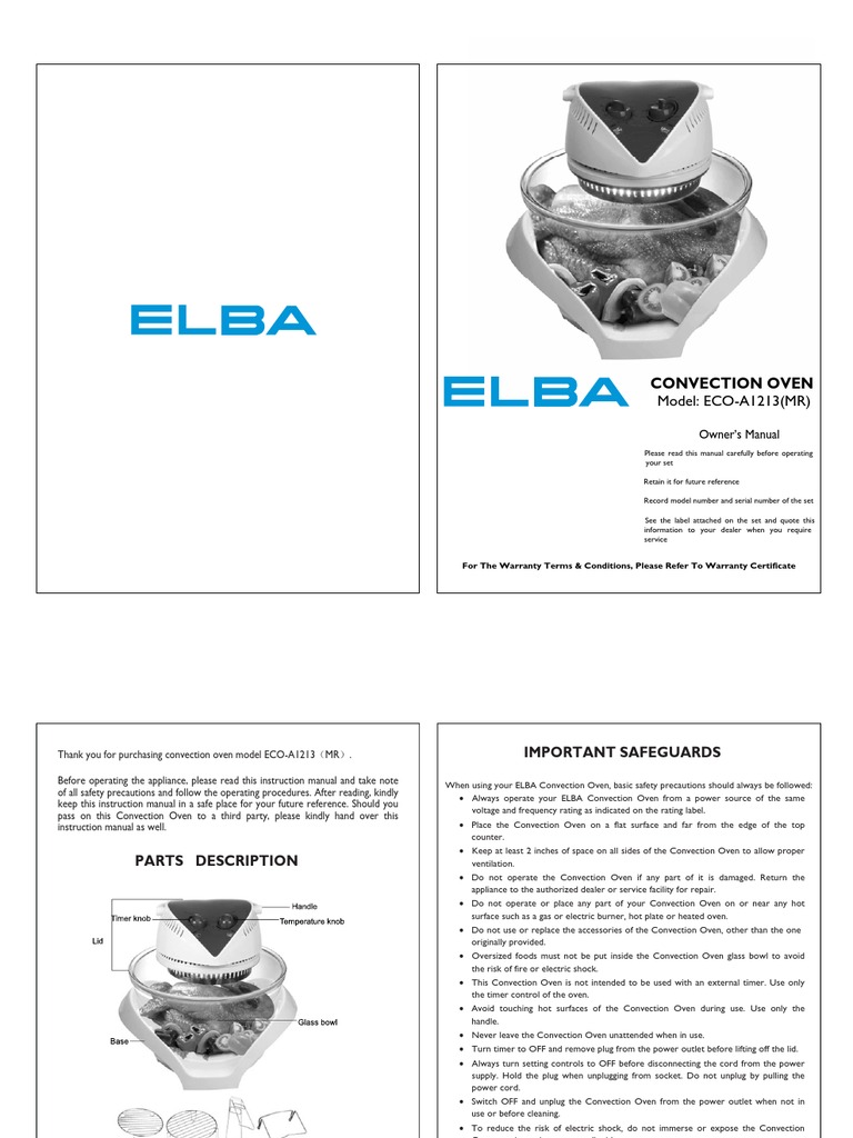Elba Electric Oven User Manual edu.svet.gob.gt