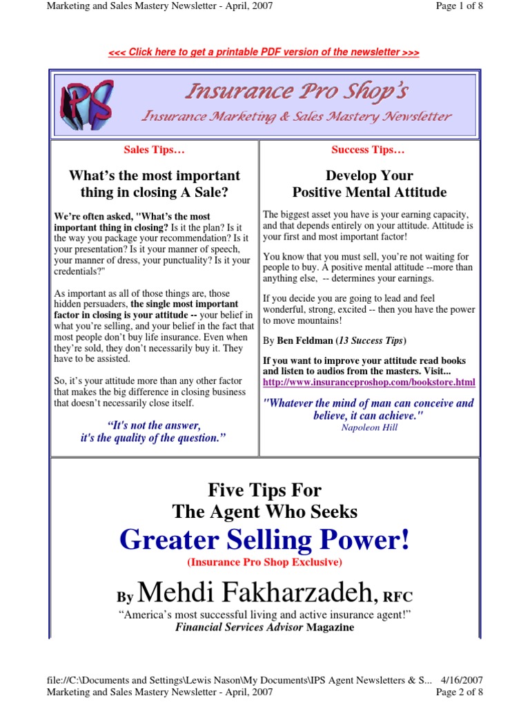 Ips April | PDF | Sales | Insurance