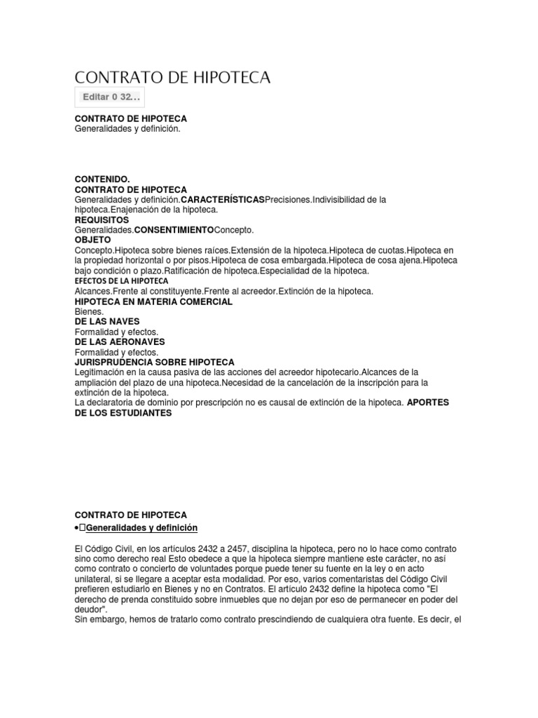 Contrato de Hipoteca | PDF | Propiedad | Pagos