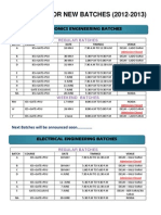 Schedule For New Batches (2012