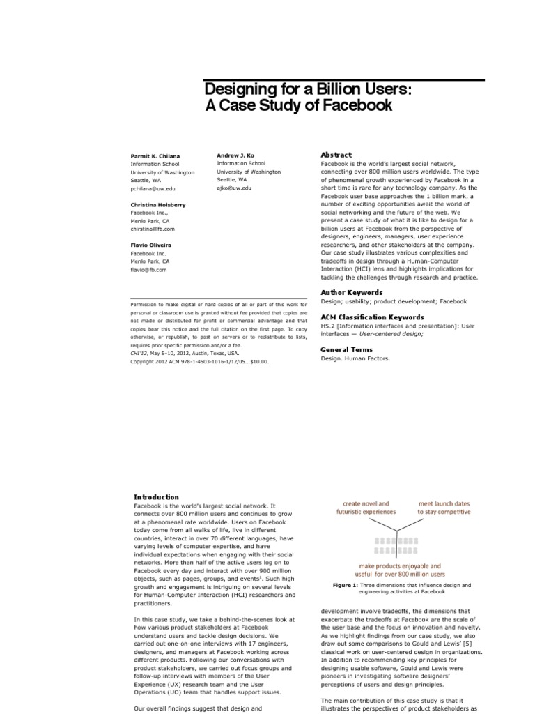 Designing For A Bilion Users: A Case Study of Facebook | PDF | User ...