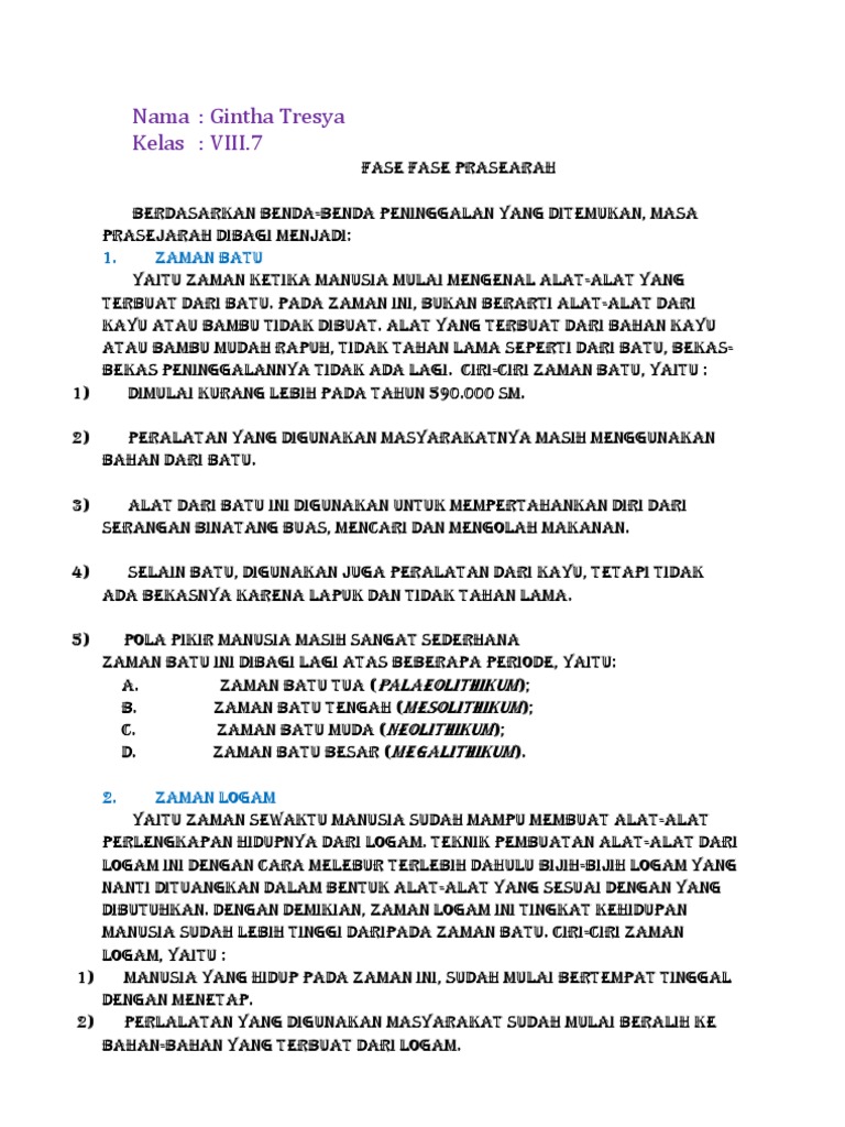 Ciri Ciri Kehidupan Pada Zaman Paleolitikum Ini Cirinya
