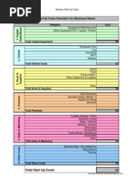 Start Up Costs Calculator For (Business Name) : Cost Category