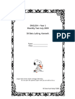 English - Year 1 Monthly Test-July 2009 SK Batu Luking, Kanowit