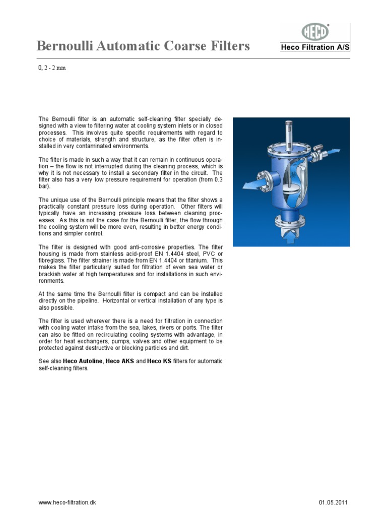 Bernoulli UK PDF | PDF | Filtration | Valve