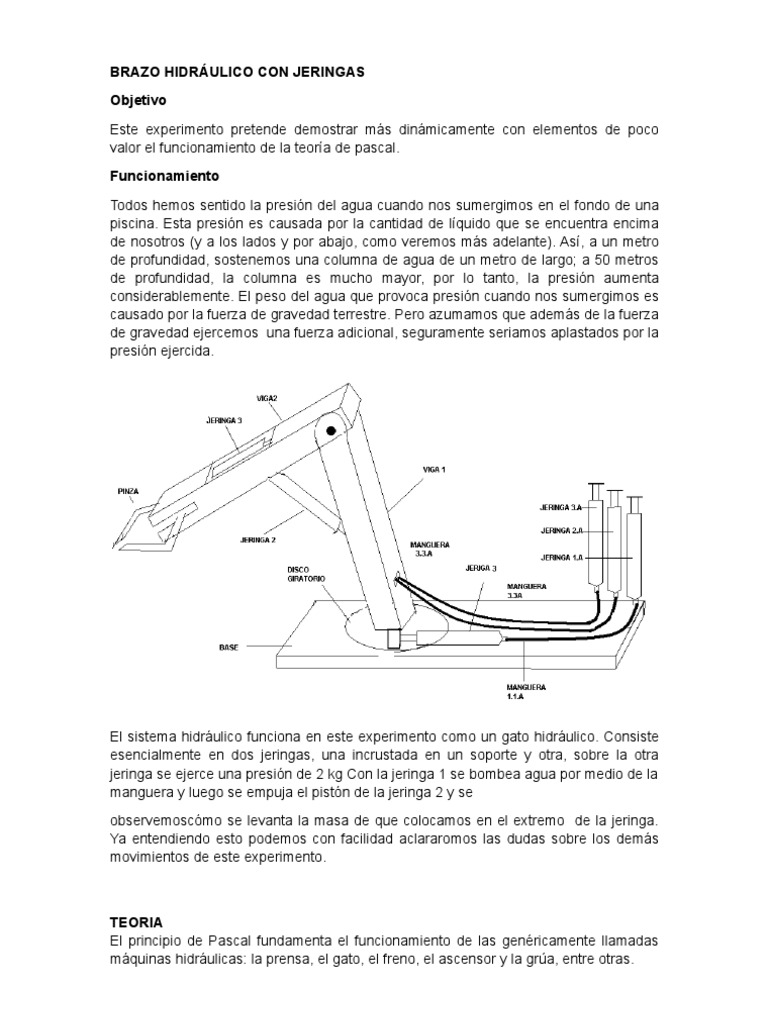 BRAZO HIDRÁULICO CON GERINGAS Sanjose | PDF | Presión | Hidráulica