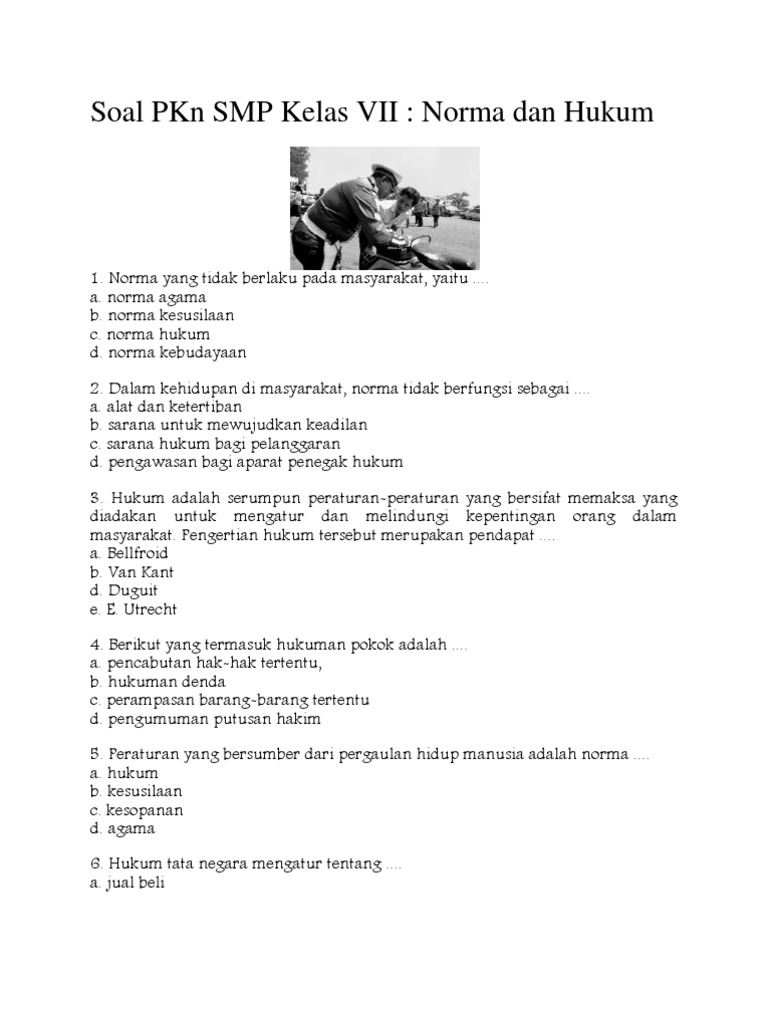 50 Soal PKN Kelas 7 SMP MTs Semester 1 K Merdeka Lengkap Kunci Jawaban Soal Ulangan/Ujian PPKN