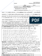 WS14- Polynomial Division Using Synthetic Division_remainder Theorem