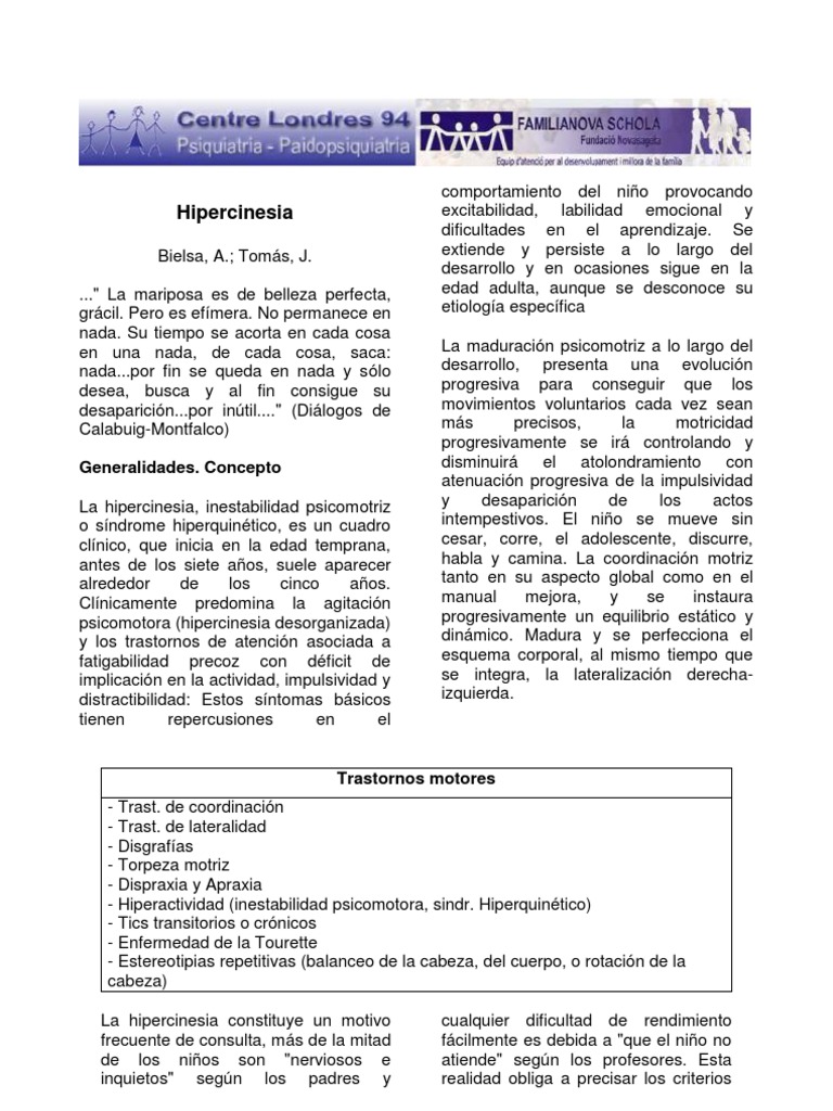 Hipercinesia | PDF | Relaciones personales, crianza y desarrollo ...