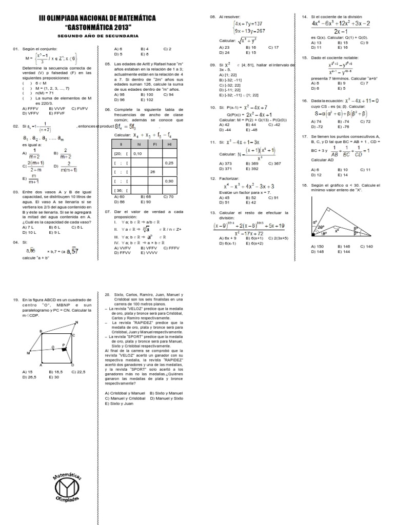 2do Año de Secundaria | PDF | Números | Objetos matemáticos