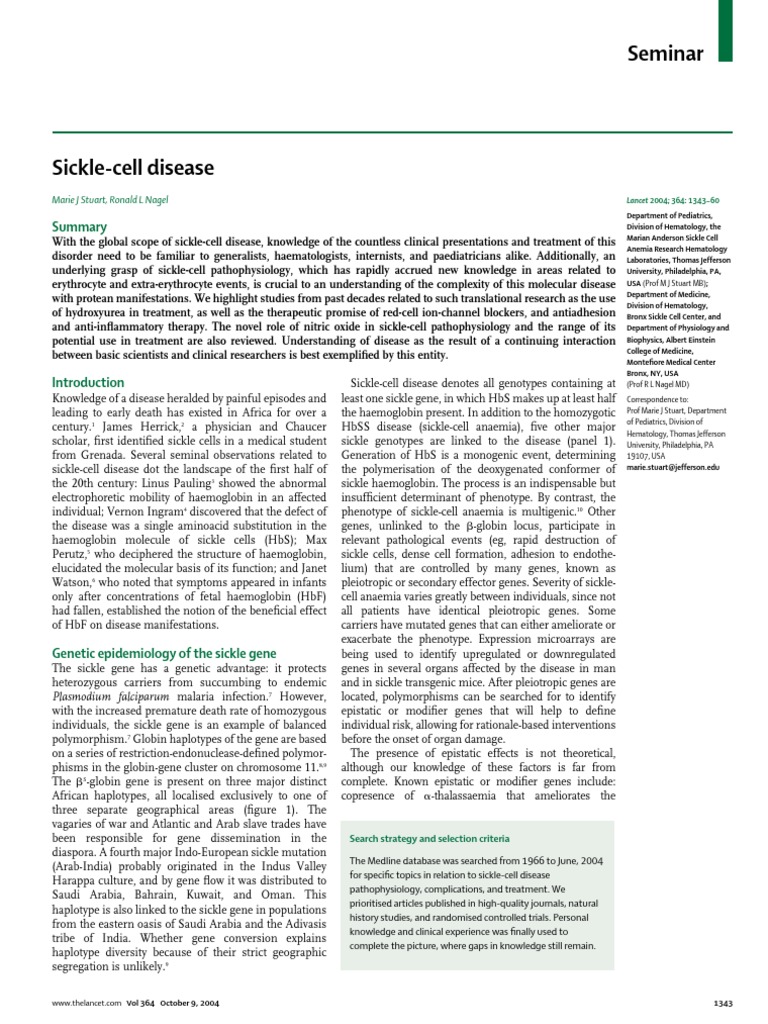 Sickle Cell Disease | PDF | Sickle Cell Disease | Red Blood Cell