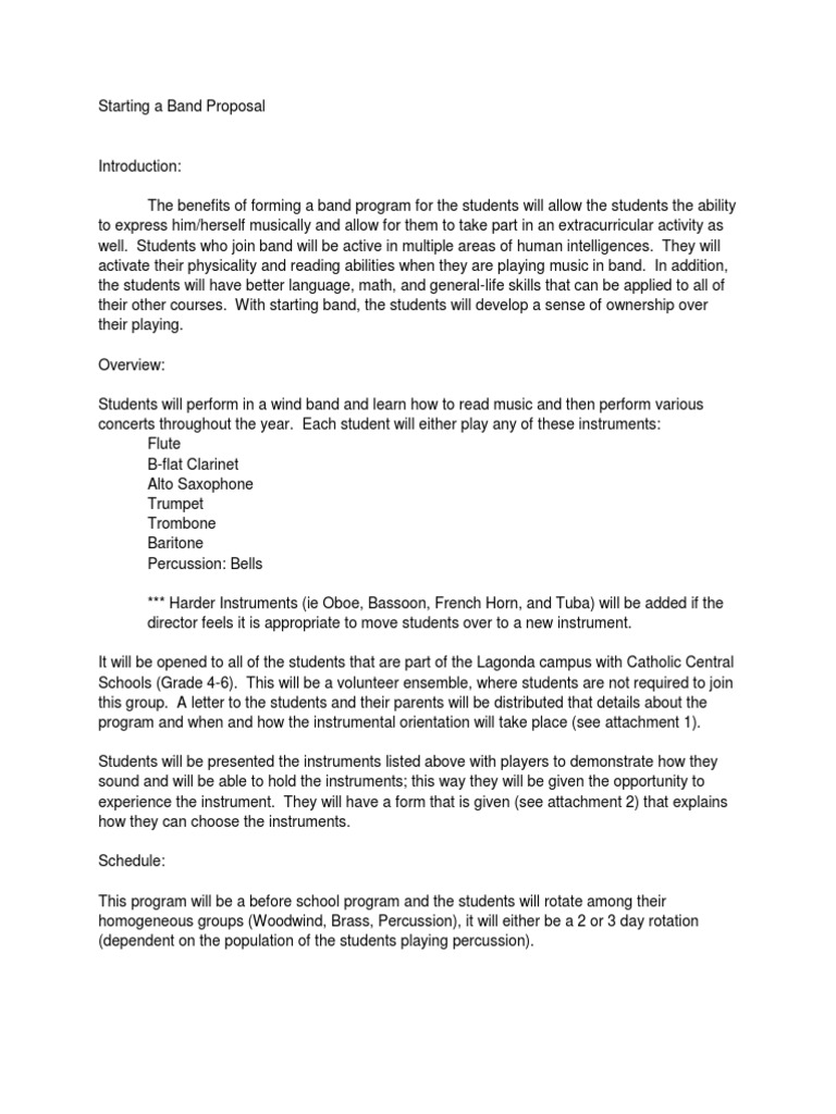 Starting a Band Program Proposal | PDF | Brass Instruments | Musical ...