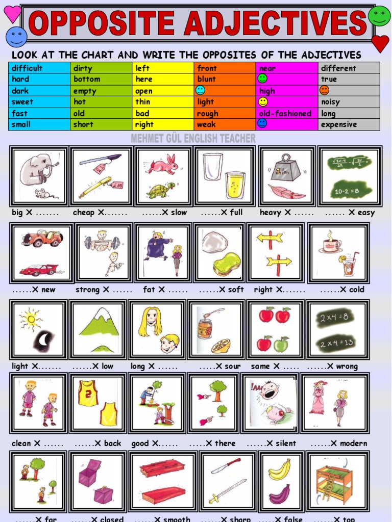 Look At The Chart And Write The Opposites Of The Adjectives