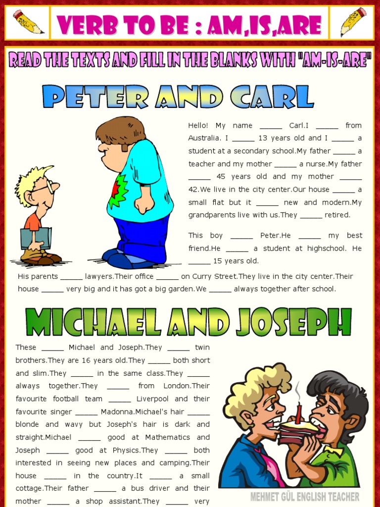 Verb To Be Exercises for Kids | PDF | Schools