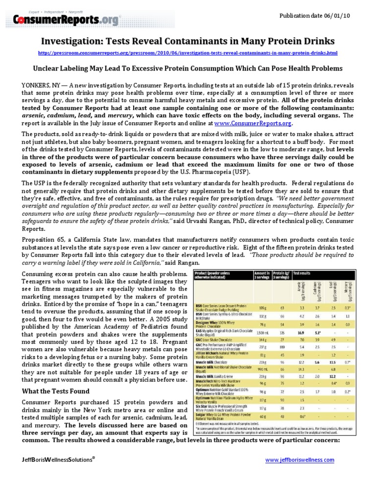 Tests Reveal Contaminantsin Many Protein Drinks Consumer Reports ...