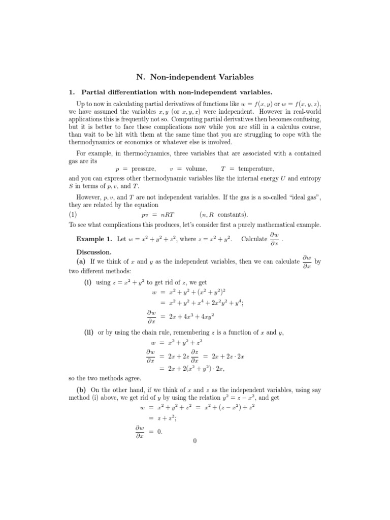 Non Independent Variables | Variable (Mathematics) | Derivative