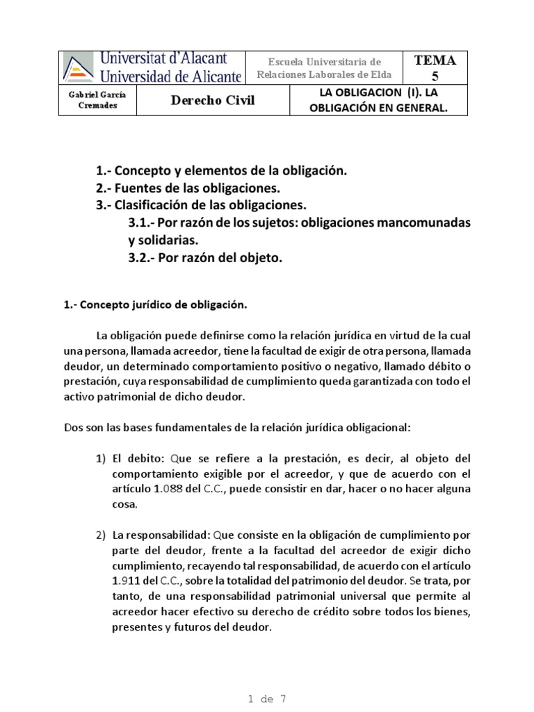 Fuentes de las Obligaciones en Derecho Civil | PDF | Información del ...