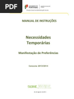 Manual de Instruções – Manifestação de Preferências – Necessidades Temporárias - 2013