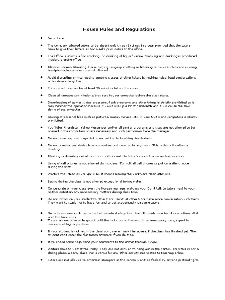 House Rules and Regulations2 Computing Technology