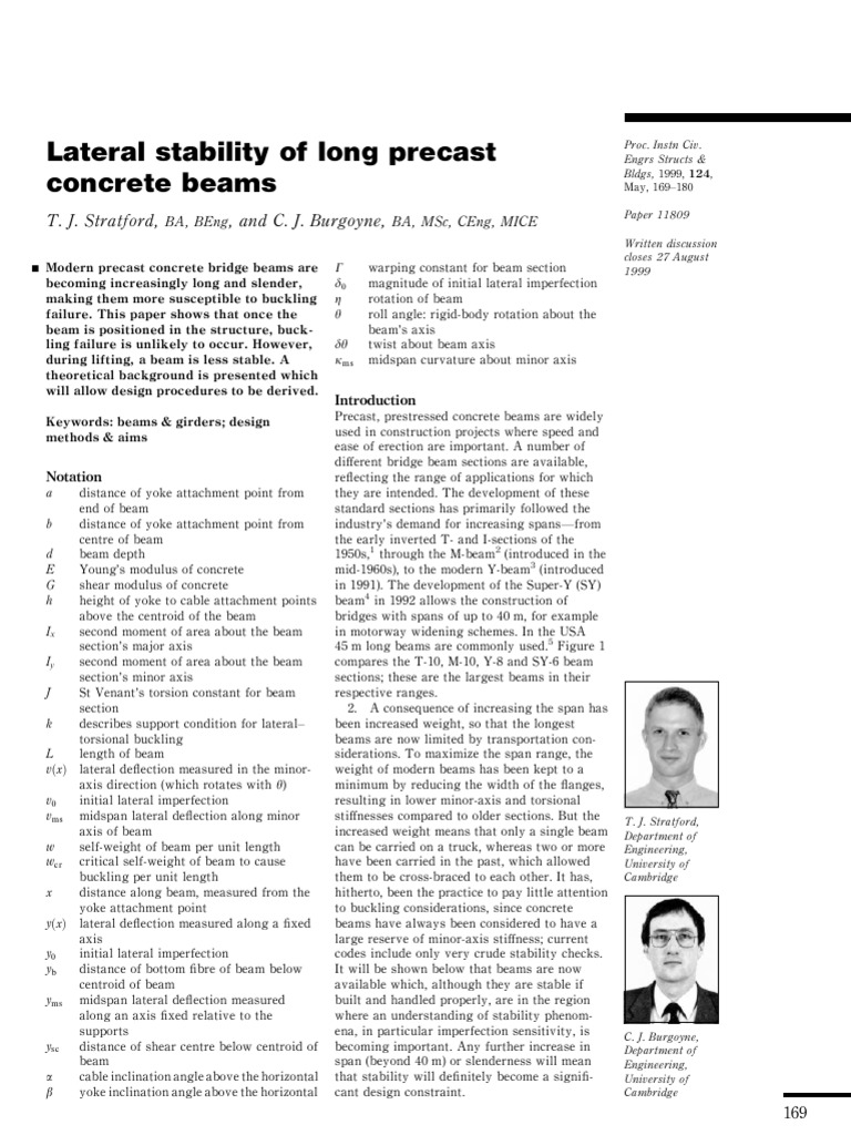 Lateral Stability of Long Precast Concrete Beams | PDF | Buckling ...