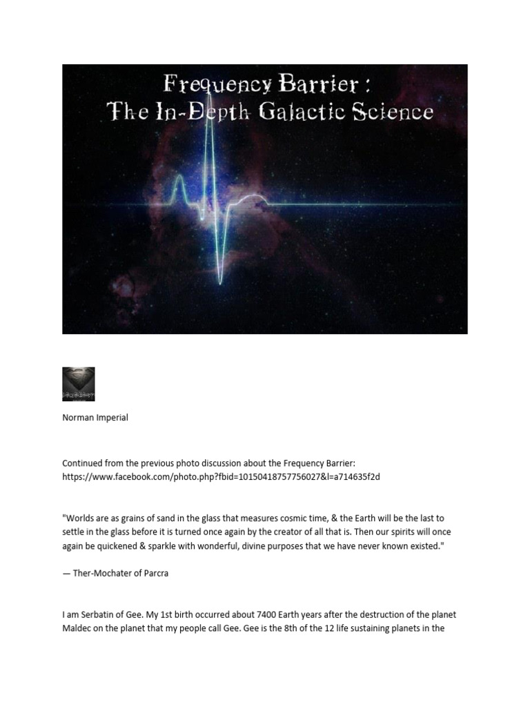 The Frequency Barrier The InDepth Galactic Science PDF Human