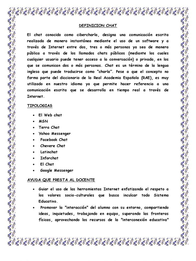 Definición y Tipos de Chat | PDF | Internet | Información