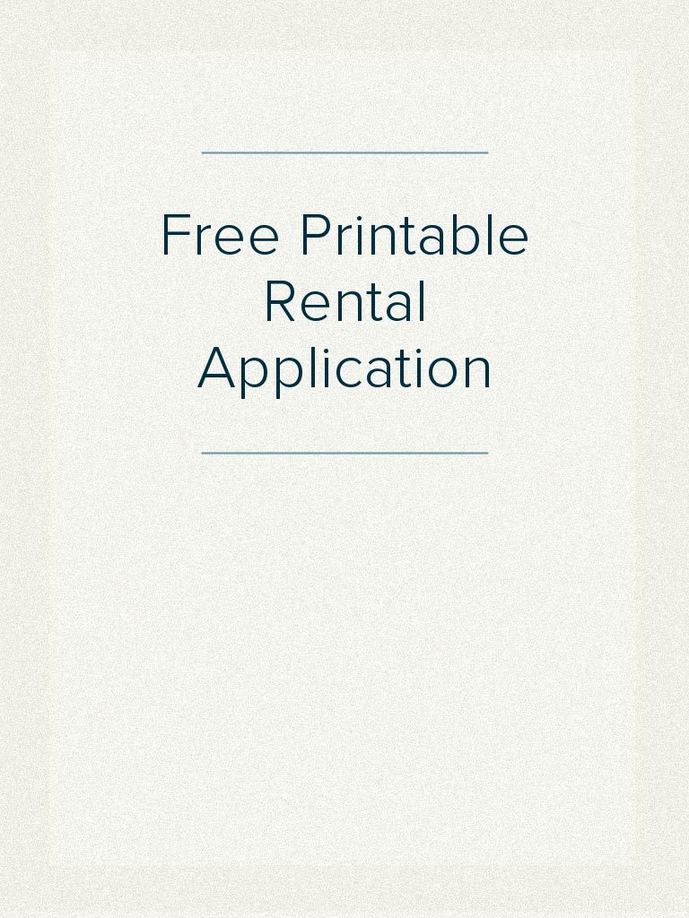 Free Printable Rental Application | PDF | Law