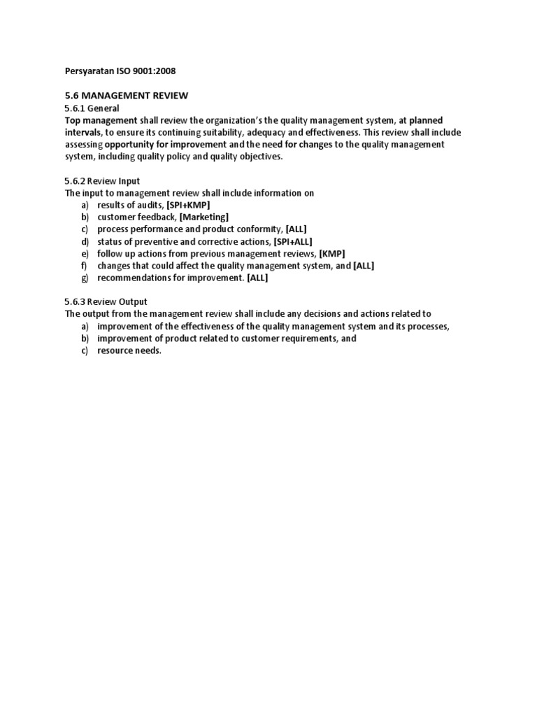 ISO 9001:2008 Management Review Guidelines | PDF