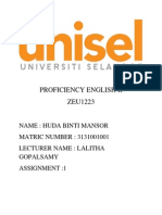 Proficiency English II ZEU1223 Assignment 1