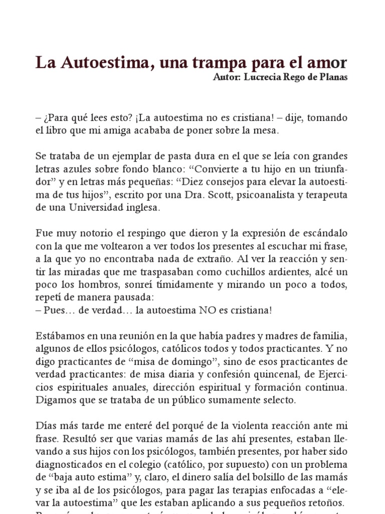 La Autoestima y el Cristianismo: Un Debate | PDF | Autoestima | Amor