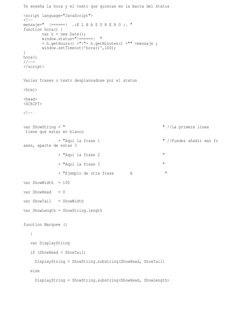 Codigos Javascript | PDF | Hipertexto | Desarrollo web