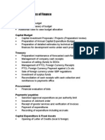 List of Finance Processes