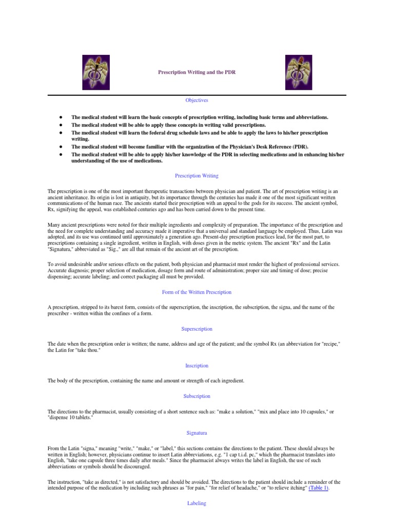 Prescription Writing Basics for Students | PDF | Medical Prescription ...