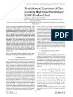 Finite Element Simulation and Experiment of ChipFormation Process During High Speed Machining ofAISI 1045 Hardened Steel