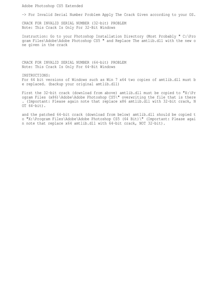Adobe photoshop cs5 64 bit amtlib dll crack download full