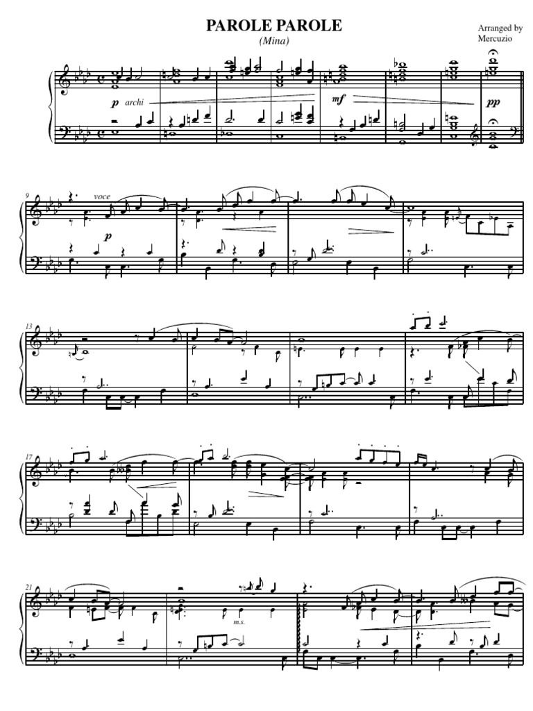 Parole Parole (Piano) Mina