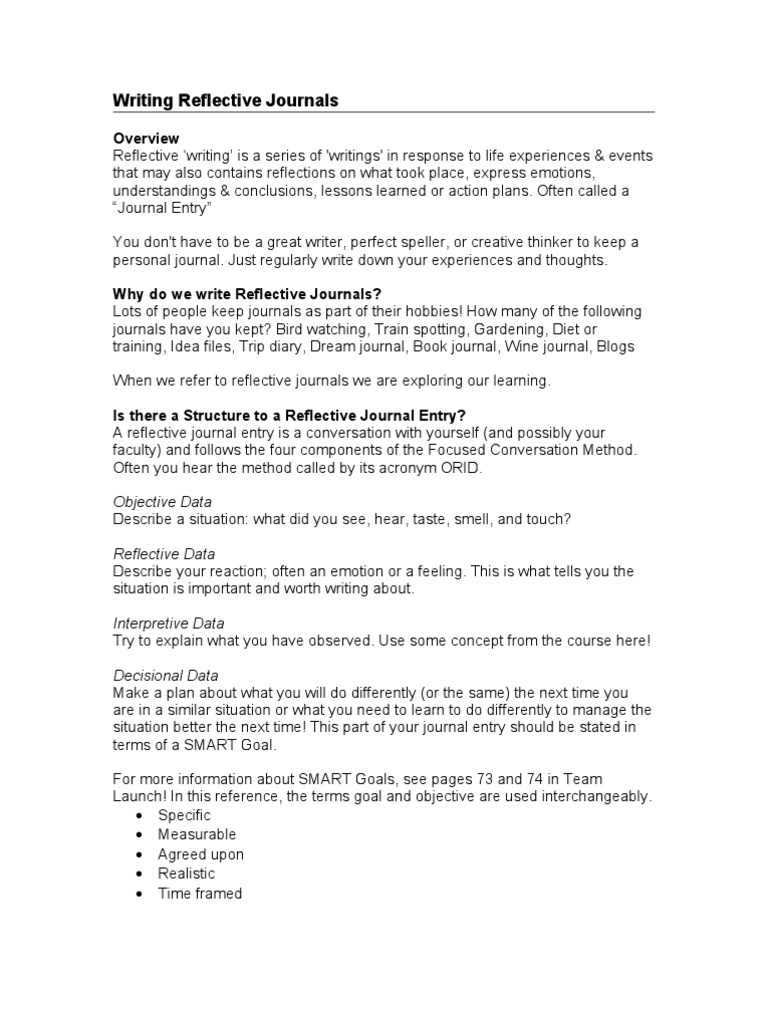 Writing Reflective Journals  PDF  Diary  Data