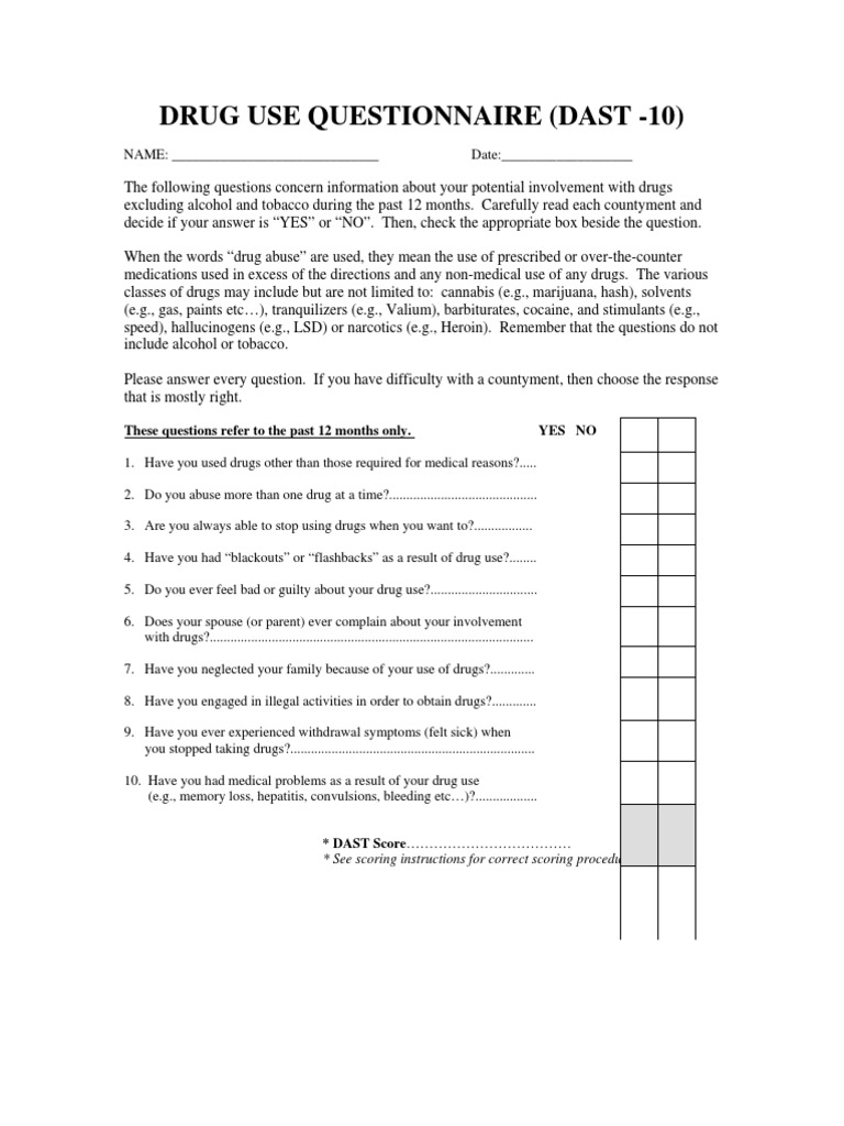 1309587937 Drug Use Questionnaire | Substance Abuse | Drugs | Free 30 ...