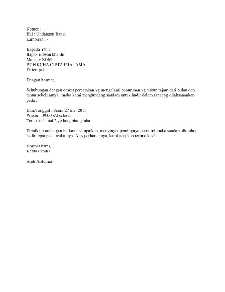 Contoh Surat Undangan