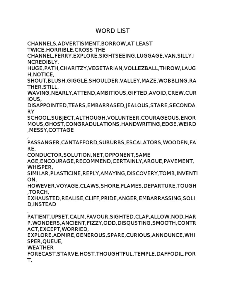 Word List | PDF