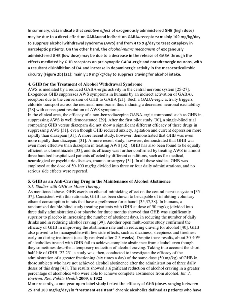 GHB's Role in Alcohol Withdrawal Treatment | PDF