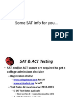 SAT and ACT info including test dates, costs, score reports