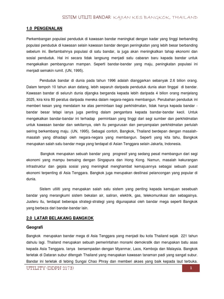 Utility Case Study Of Bangkok Thailand Pdf