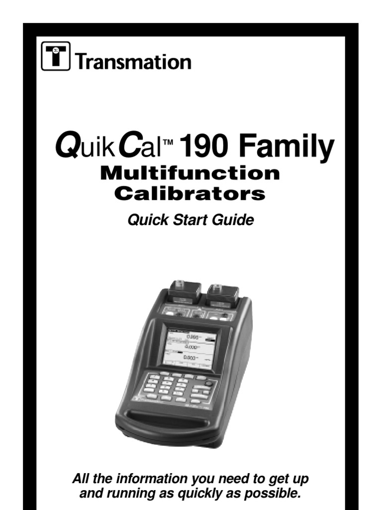 QuikCal 190 Quick Start | PDF | Menu (Computing) | Pressure